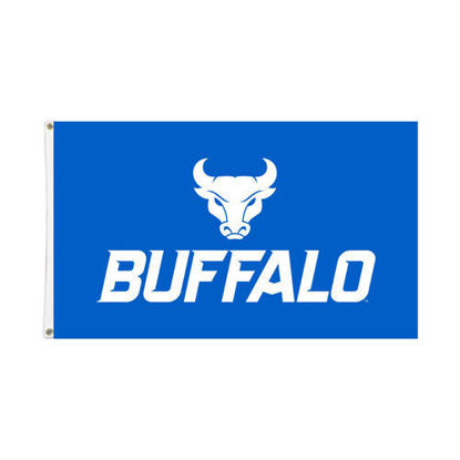 Blue Buffalo Flag with Bull Mascot logo