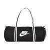 black Nike Heritage Duffel Bag with Nike logo and swoosh in white