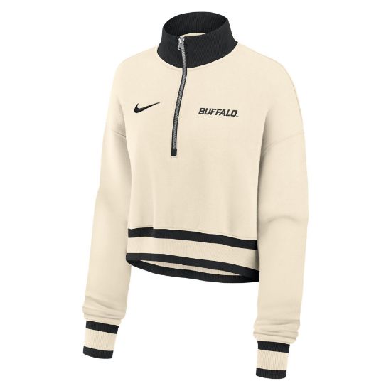 cropped quarter zip top with black trim